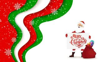 Cartoon santa with banner Christmas paper cut vector