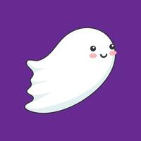 Víspera de Todos los Santos kawaii fantasma dibujos animados personaje, linda abucheo vector