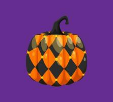 Halloween painted pumpkin with rhombus pattern vector