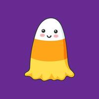 Cartoon kawaii Halloween ghost character, candy vector