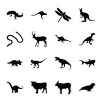 Pack of Scary Animals Solid Icon Vectors