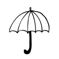 vector sombrilla. garabatear paraguas dibujado con negro líneas. negro pintado paraguas en un blanco antecedentes