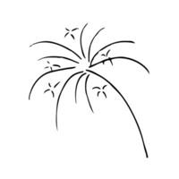 Vector thin line icon, fireworks. Metaphor of happiness, excitement and joy. Logo template illustration. Black on white isolated symbol. Simple mono linear modern design.