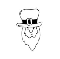 Head of a smiling leprechaun, the symbol of St. Patrick's day isolated on white background vector