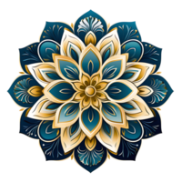 ornamental volta desenhando com azul mandala, ai gerado png