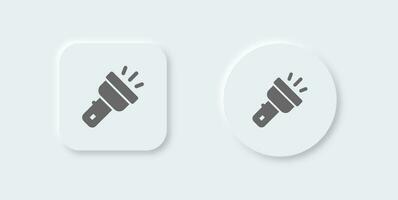 Flash light solid icon in neomorphic design style. Torch lamp signs vector illustration.