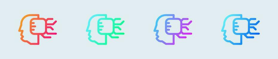 Artificial intelligence line icon in gradient colors. Brain signs vector illustration.