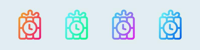 Time bomb line icon in gradient colors. Dynamite signs vector illustration.