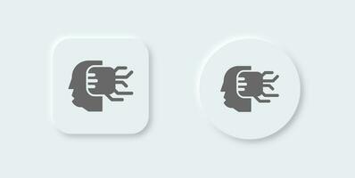 Artificial intelligence solid icon in neomorphic design style. Brain signs vector illustration.