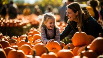 Families immerse themselves in a sea of orange picking the perfect pumpkins and reveling in the festive spirit photo