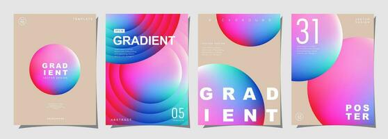 Set of creative covers or posters concept in modern minimal style for corporate identity, branding, social media advertising, promo. Circle design template with dynamic fluid gradient. vector