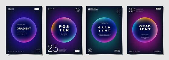 Set of creative covers or posters concept in modern minimal style for corporate identity, branding, social media advertising, promo. Circle design template with dynamic fluid gradient. vector