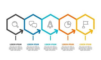 5 process Infographic thin line with an arrow. Vector illustration.