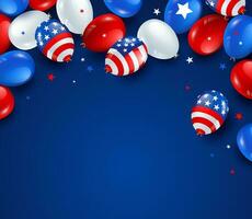 Happy Labor day sale, balloons and stars in national colors of american flag poster design on blue background, eps10 vector illustration