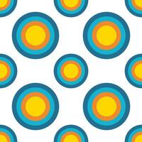 Retro circle abstract background seamless pattern. circle multicolor 1970s. Circle donut shape on white background, geometric cute vector