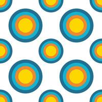 Retro circle abstract background seamless pattern. circle multicolor 1970s. Circle donut shape on white background, geometric cute vector