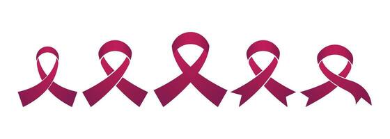 Pink ribbon elements symbol set. Breast cancer awareness ribbon vector. vector