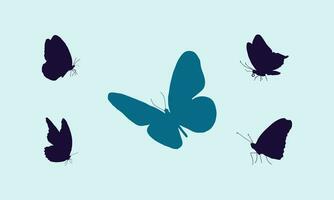 Set of Flying butterflies silhouette. vector