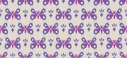 butterfly fabric, Motif ethnic handmade beautiful Ikat art print. Ethnic beautiful purple butterfly pattern background art folk embroidery,Cute butterfly insect print. vector