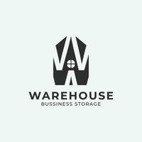 Warehouse logo icon vector with letter w concept simple illustration design.