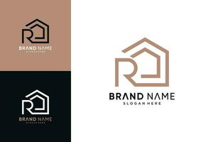 Home logo design vector illustration combined with letter r and creative unique concept