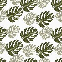 Abstract tropical monstera leaves seamless pattern. Jungle palm leaf decorative backdrop. vector