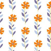 Cute stylized ditsy flower seamless pattern. Decorative naive botanical backdrop. vector