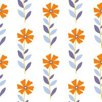 Cute stylized ditsy flower seamless pattern. Decorative naive botanical backdrop. vector