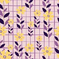 Cute stylized ditsy flower seamless pattern. Decorative naive botanical backdrop. vector