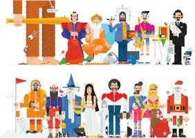 Amazing illustration of people in different professions. Characters isolated on white background. People of the profession. A ready set of characters for animation, presentation and printing vector