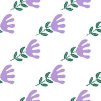 Unusual flower seamless pattern in simple style. Cute stylized flowers background. vector