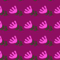 Unusual flower seamless pattern in simple style. Cute stylized flowers background. vector