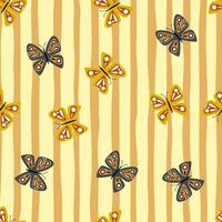 Simple stylized butterflies seamless pattern. Flying insect print. vector