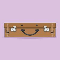 Vintage Suitcase Vector Icon Illustration with Outline for Design Element, Clip Art, Web, Landing page, Sticker, Banner. Flat Cartoon Style