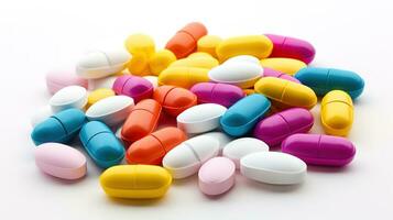 pastillas multicolores sobre un fondo blanco foto