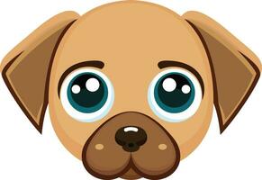 Puppy eyes flat style vector illustration, cute puppy face with big eyes stock vector image