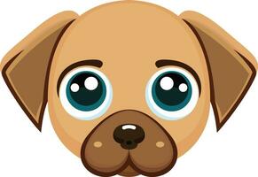 Puppy eyes flat style vector illustration, cute puppy face with big eyes stock vector image