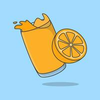 Orange Juice Cartoon Vector Illustration. Fresh Orange Juice Flat Icon Outline