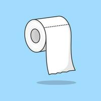 Tissue Paper Cartoon Vector Illustration. Toilet Tape And Kitchen Paper Towel Flat Icon Outline
