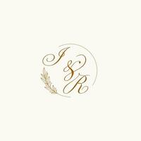 iniciales ir Boda monograma logo con hojas y elegante circular líneas vector