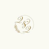 Initials QQ wedding monogram logo with leaves and elegant circular lines vector