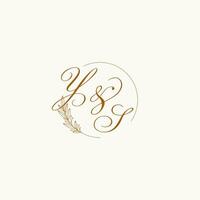 Initials YS wedding monogram logo with leaves and elegant circular lines vector