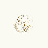 Initials GX wedding monogram logo with leaves and elegant circular lines vector