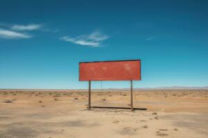 Generative AI, vintage empty sing or billboard in the desert of alien planet, in the space photo