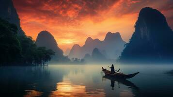 generativo ai, hermosa marina de Tailandia con bote, Oceano o mar paisaje, vacaciones en paraíso. tropical islas foto