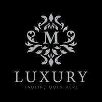 Royal Logo Template Vintage Retro Luxury Emblem King Place letter M on dark background vector