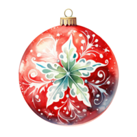 generativ ai, png Weihnachten Ball zum Weihnachten Baum, Aquarell Stil