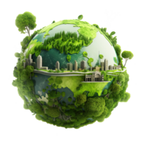 Generative AI, PNG green planet Earth, Earth day concept, world map with plants and trees