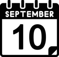 10 septiembre glifo icono vector