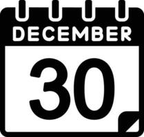 30 diciembre glifo icono vector